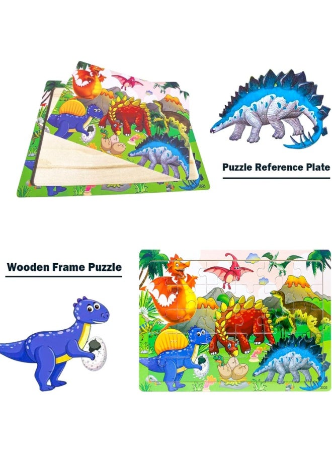 SRLIWHITE 6PCS Set Wooden Jigsaw Puzzles for Kids Ages 3–12, 30 Piece Colorful Preschool Learning Puzzles with Storage Trays, Educational Wooden Toys for Toddlers Boys or Girls (Animals, Dinosaurs, Ocean and More) - Image 4